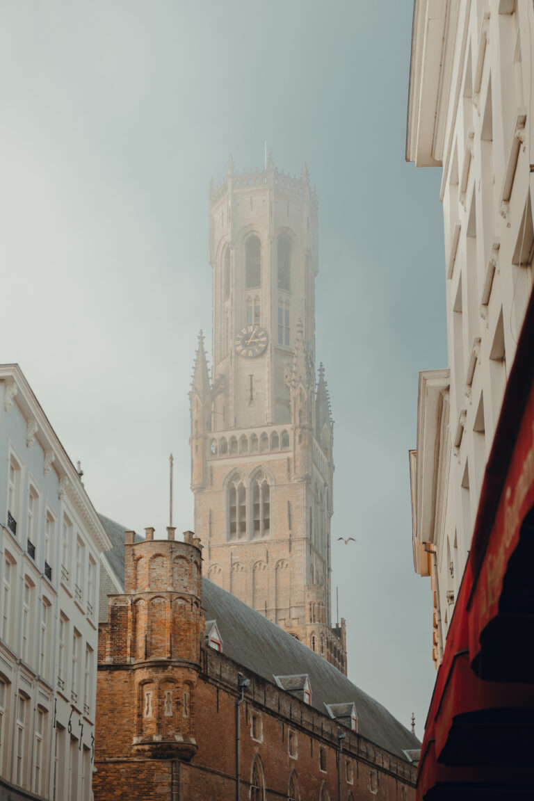 Photo d’une cathédrale gothique s’élevant au-dessus des bâtiments d’une ville européenne. Image mettant en valeur l’architecture historique.